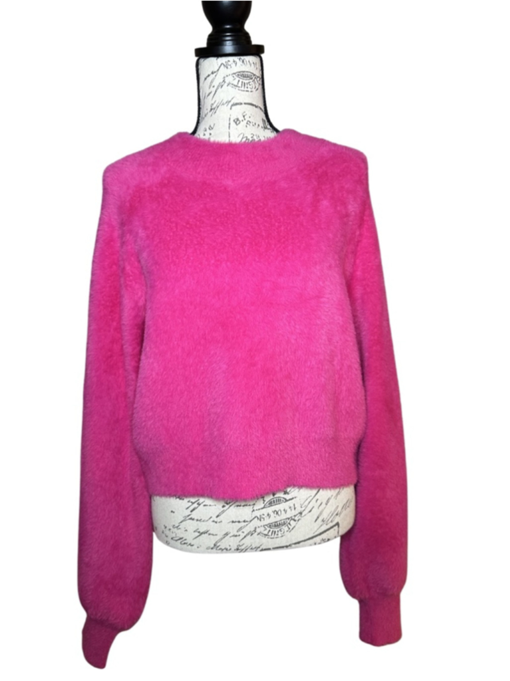 Lulus Size Large Hot Pink Soft Fuzzy Crewneck Sweater